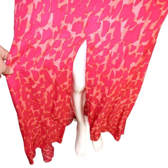 KARINA GRIMALDI Silk Dress, S, Jamaica, Maxi, Twisted Straps, V-neck, High Slit - Picture 6 of 12